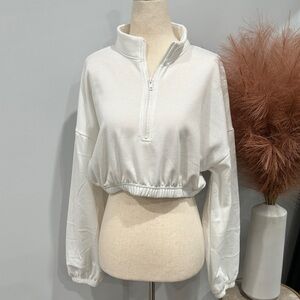 Better Be white Half-Zip Sweatshirt